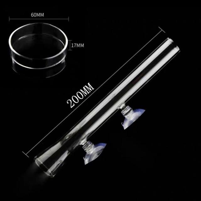 Conjunto de Pratos de Tubo de Alimentador de Vidro Transparente para Aquários com Ventosas Fortes - Acessórios Ideais para Peixes e Camarões