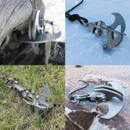 Dobrável gancho de aço inoxidável multifuncional sobrevivência ao ar livre escalada garra mosquetão engrenagem acampamento multitool edc engrenagem - Image 4