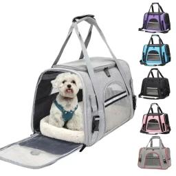 Pet Bag Transportadora com Grosso Algodão Almofada, Aviação Mochila, Anti-Sufocamento, Saco De Viagem Portátil, Malha, ao ar livre - Image 1