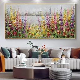 Mintura, faca artesanal flor pintura a óleo sobre tela, imagem de arte moderna, decoração de casa, pôster floral texturizado, suspensão de parede - Image 1