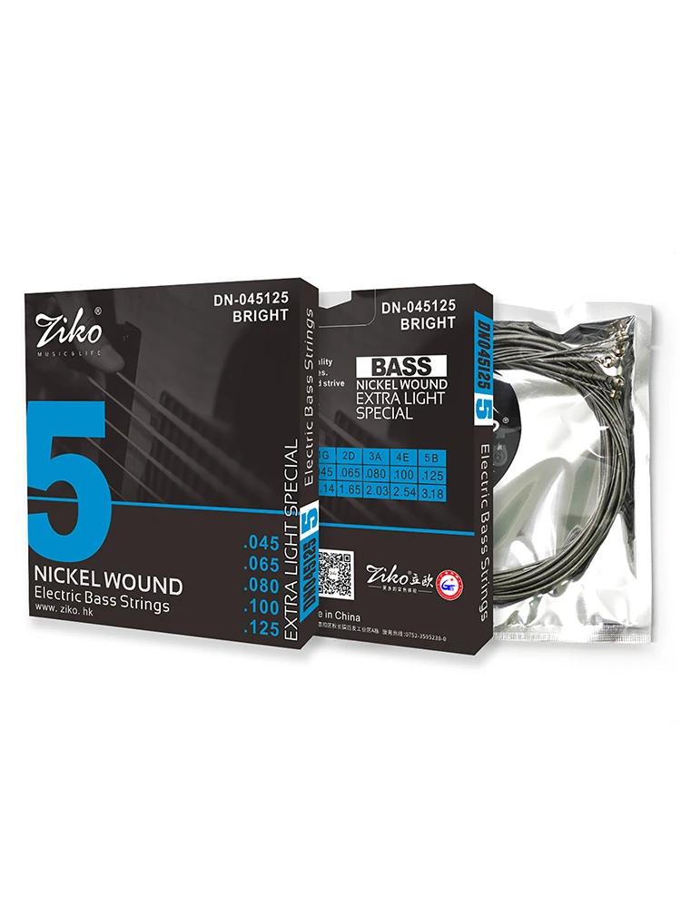 ZIKO-Hexagonal Steel Core Bass Guitar Strings, Nickel Wound Bass Guitar Strings, peças de guitarra e acessórios, DN-045125, 5 cordas - Image 1