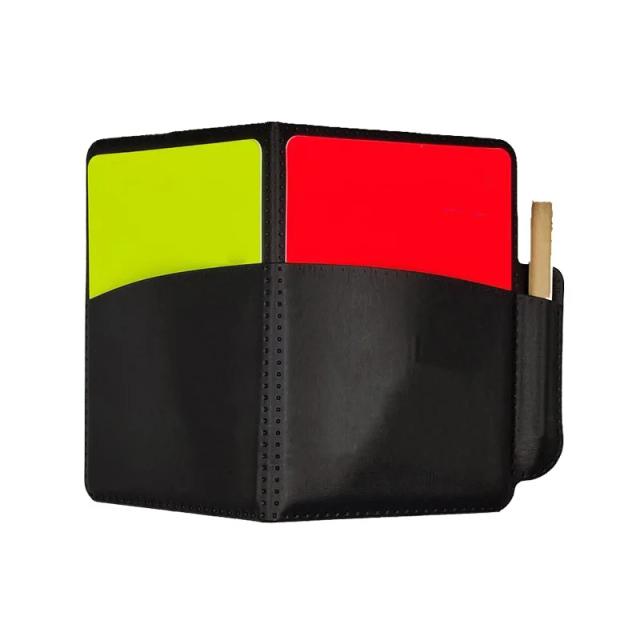 Kit Completo para Árbitros de Futebol: Livro de Registros com Capa de Couro, Lápis Fluorescente Vermelho, Cartões Amarelos e Papel de Gravação