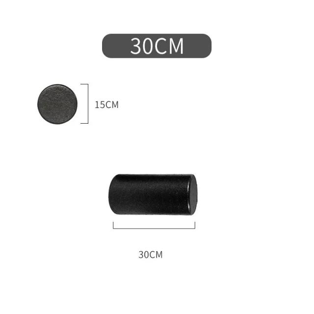 Rolo de Massagem Espuma Eixo EPP Preto Brilhante para Yoga e Relaxamento Muscular (30x15cm)