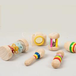 Brinquedos De Instrumentos Musicais De Madeira, Chocalho Pequeno, Martelo De Areia, Bola De Areia, Shake Bell, Caleidoscópio, Brinquedos De Prática De Aperto, 6Pcs por Conjunto - Image 5