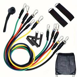11 pçs/set puxar corda, faixas de resistência, equipamentos de fitness portátil, cinta de tornozelo, expansor de peito, faixa de exercício elástica - Image 6