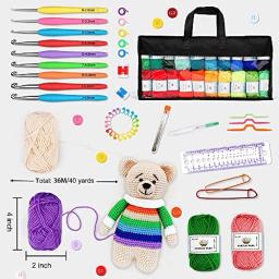 Multi Tamanho Fio Crochet Craft Set, Ideal Conjunto Iniciante, DIY Ferramentas de Tecelagem, Ergonomia, Originalidade, 113Pcs - Image 3