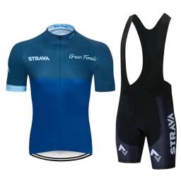 2024 strava conjunto de ciclismo dos homens camisa ciclismo manga curta bicicleta ciclismo kit roupas mtb wear triathlon maillot ciclismo - Image 3