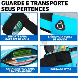 Pochete Esportiva cintura Preta porta celular garrafa utensílios para Corrida Preta - Image 6