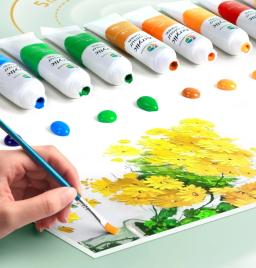 Conjunto de tinta guache acrílico não tóxico para crianças, ferramentas para aquarela, arte iniciante, cores ricas, grande capacidade, 12ml - Image 4
