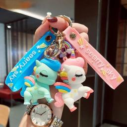 Kawaii PVC Soft Rubber Boneca Chaveiro para Crianças, Unicórnio, Estilo Anime, Saco Chaveiro, Enfeites Acessórios, Brinquedos infantis, Presentes de aniversário - Image 5