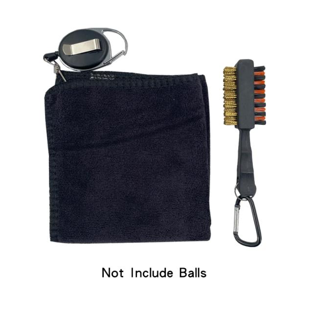Toalha de Golfe Dupla Face em Microfibra com Mosquetão - 26x26cm, Limpeza Eficiente em Algodão Preto