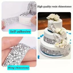 1 rolo autoadesivo glitter cristal strass adesivo fita de diamante diy adesivo strass artes artesanato carro telefone câmera deco - Image 3