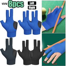 Luvas de bilhar com adesivos, antiderrapante, mão esquerda e direita, snooker de três dedos, novo, 1 a 8 peças - Image 6