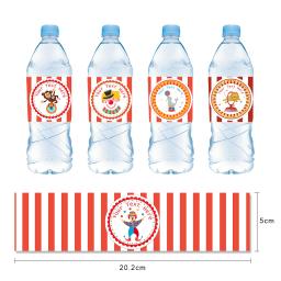 Personalizado circo tema animal garrafa de água etiqueta etiquetas baptismo chá de fraldas decoração de aniversário suprimentos festa de circo garrafa envoltório - Image 3