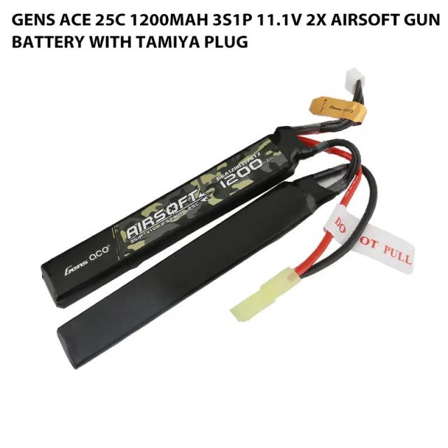 Bateria Gens Ace 11.1V 1200mAh 3S1P 25C com Tamiya Plug para Airsoft - Pacote com 2 unidades