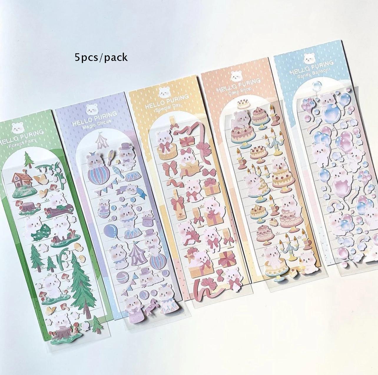 SKYSONIC-Bobo Flora Adesivos Decorativos, Série Conjunto Completo, Kawaii Urso Coelho Adesivo Coreano, Jornal Lixo Agenda Papelaria Suprimentos - Image 1