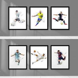 Abstrato aquarela atleta Poster Print, Lionel Messi Mbappé e Neymar, Pintura em tela, Wall Art for Living Room, Home Decor - Image 1