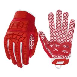 Seibertron lineman 2.0 acolchoado palma receptor de futebol americano luvas flexível tpr proteção impacto rugby luva vermelha adulto - Image 1