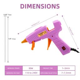 Kit pistola de cola quente para artesanato, estojo, escola de artes DIY e reparo Home, rosa, 30W, 30pcs - Image 2