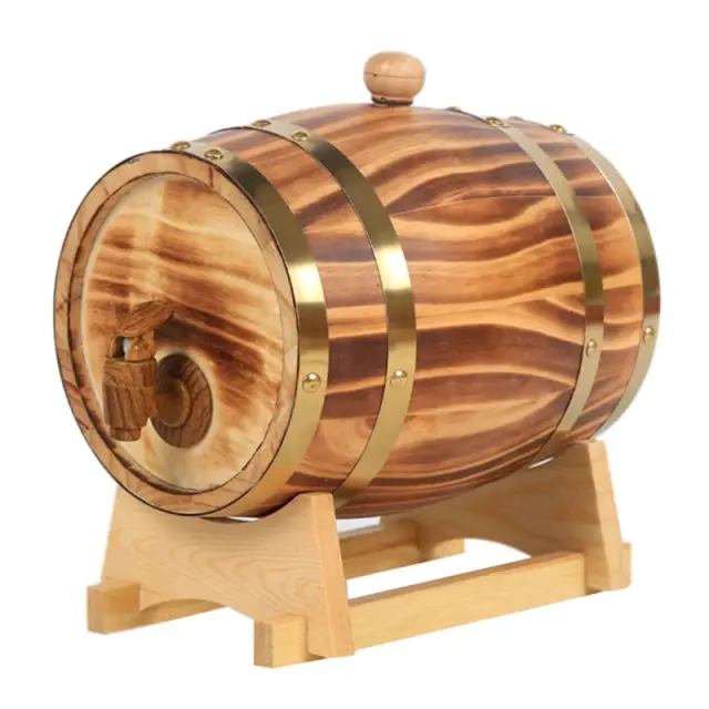 Barril de Carvalho com Forro de Folha Embutido para Armazenar Uísque, Cerveja, Vinho, Bourbon e Conhaque - Capacidade de 1,5L a 3L