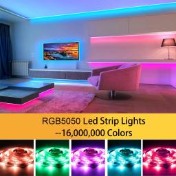 Fita LED com sincronização de música, Fita LED RGB 5050, Controle Bluetooth, Fita flexível, Decoração para festas, Luz de fundo para TV - Image 2