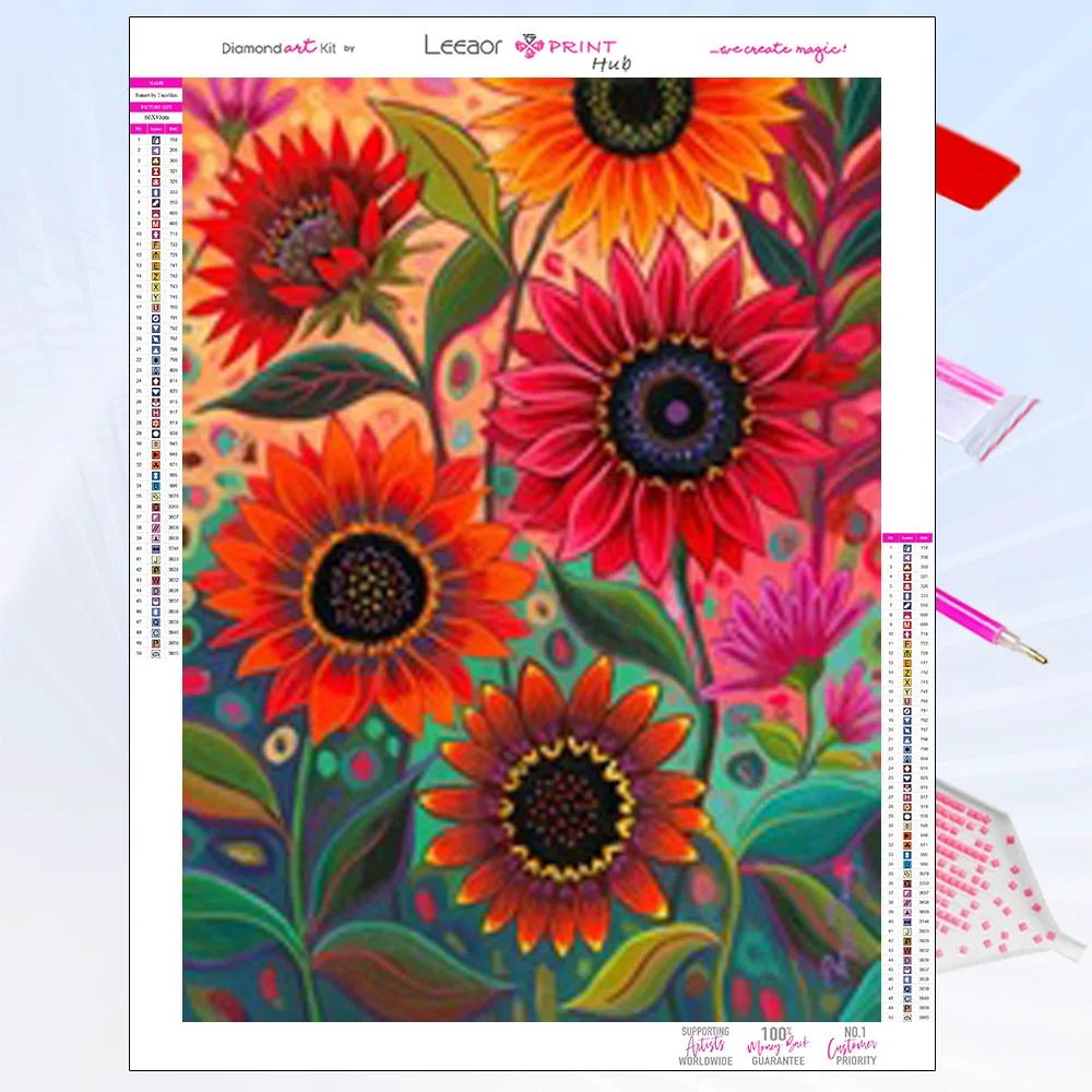 DIY lunética flor diamante pintura, guache, strass completa, mosaico bordado, ponto cruz Kit, decoração da casa, 5D - Image 1