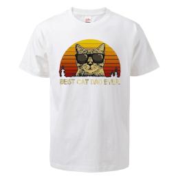 Gatos engraçados imprimir camiseta masculina melhor gato pai sempre balck camiseta masculina moda topos gato animal bonito unisex topos de algodão puro tshirts - Image 3