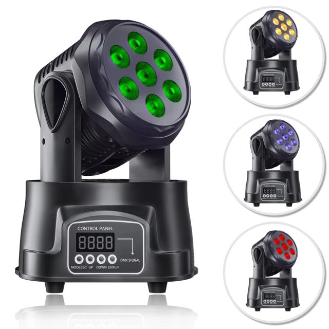Luz Discoluz Rotativa LED 360° com Controle de Som para Festas em Casa, Casamentos e Eventos - RGBW 7x10W DMX512
