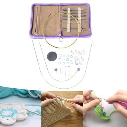 Agulhas de tricô circulares ajustadas duráveis 8 agulhas de crochê de tamanho diferente costura multifunction intercambiáveis para iniciantes - Image 1
