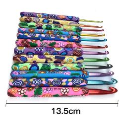 Colorful Ceramic Handle Alumina Crochet Hooks, Conjunto de agulhas de tricô, Agulhas de costura Weave, Ferramenta artesanal, 12Pcs - Image 2