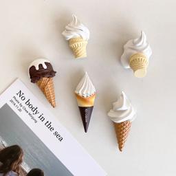 Simulação Ice Cream Frigorífico Adesivos, Fruit Flavor Cone, Decoração Foto de Parede, Resina, Brinquedos Infantis, Presente - Image 3