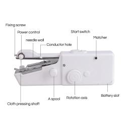 Portátil mini máquinas de costura bordado sem fio roupas à mão útil portátil máquinas de costura ferramentas de trabalho manual acessórios - Image 3