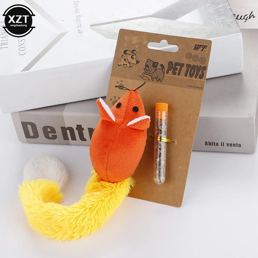 Brinquedos para gatos animais de estimação gato brinquedo mint mouse combinação com cauda longa suprimentos pelúcia travesseiro boneca animais estimação cães interativos ratos cauda catnip - Image 1