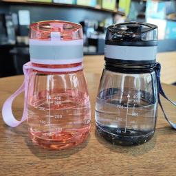 Garrafa de água plástica com canudos, Mini Big Belly Cup, Garrafa de água esportiva, Portátil Leakproof, Presente da menina do estudante, 400ml - Image 1