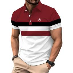 Camisa polo slim fit masculina, 100% poliéster, manga curta, casual, esportiva, lapela, cor mágica, roupas da moda, verão - Image 4