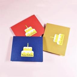 Cartão de aniversário feliz para a menina crianças esposa marido 3d bolo de aniversário pop-up cartões postais presentes com envelope - Image 4