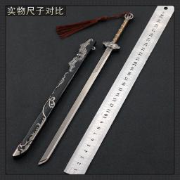 Chinês famoso Metal espada Artesanato Ornamentos, grande liga de zinco, Ancient Tang, Faca Horizontal, Home Acessórios Decoração, 30cm - Image 5