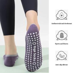 1/ 3 par profissional feminino yoga meia silicone antiderrapante ballet pilates meias femininas sem costas respirável bandagem yoga esporte meias - Image 2