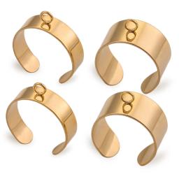 Anéis Abertos Ajustáveis para Fazer Jóias, Aço Inoxidável, Banhado a Ouro, Configurações do Anel de Salto, Craft Tassel Suprimentos, 10 Pçs/lote - Image 1