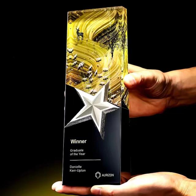 Troféu de Cristal Personalizado K9 com Impressão em Cores para Eventos Esportivos e Prêmios Corporativos