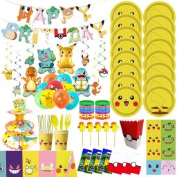 Pokemon Pikachu Theme Birthday Balloons, Party Decorações Kits, Pratos de Papel, Copos, Guardanapos para Crianças, Suprimentos de Eventos, Baby Shower, Novo - Image 1