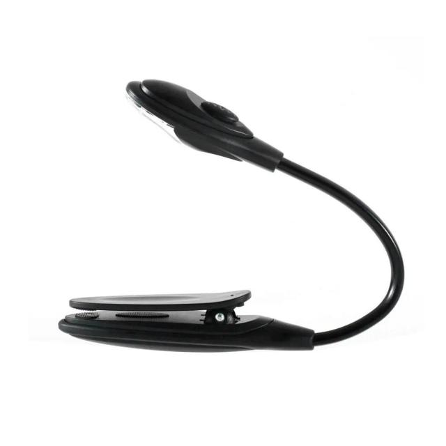 Luz de Leitura Portátil e Flexível com LED, Clip-On Brilhante para Livros, PCs e Viagens
