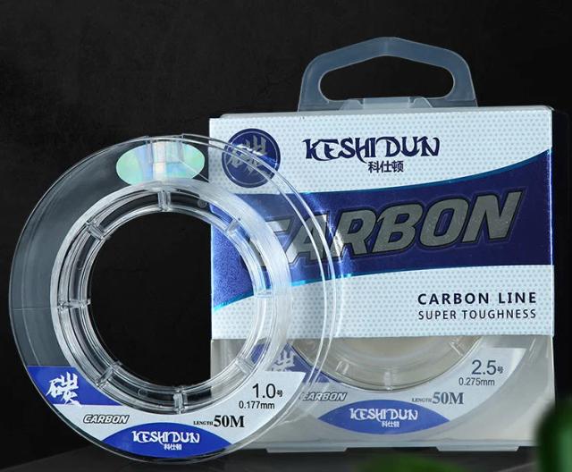 Linha de Pesca Japonesa de Fluorocarbono Importada, Monofilamento Afundante de 50m em 100% Fibra de Carbono