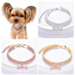 Colar ajustável para animais de estimação, coleira para cães e gatos com pingente de osso de zircônia e diamante, joias de luxo, metal, cobre, coleira para cachorro, suprimentos para cães - Image 3