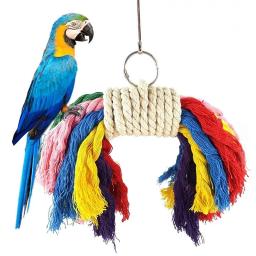 Papagaio Chew Toy Corda De Algodão Aves Brinquedo Mordida Ponte Pássaro Rasgando Brinquedos Calopsitas Treinamento Pendurar Balanços Aves Cage Supplies - Image 5