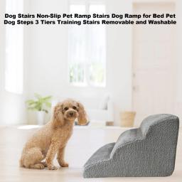 Rampa removível e lavável antiderrapante para animais de estimação para cama, 3 Tiers Training Escadas, Dog Steps, Cama - Image 6