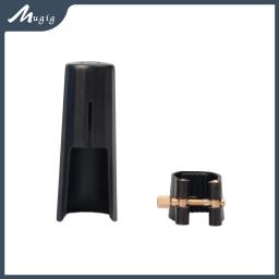 Alto soprano tenor saxofone bocal ligadura de couro com tampa abs sax fivela de couro braçadeira clipe woodwind instrumento acessórios - Image 1