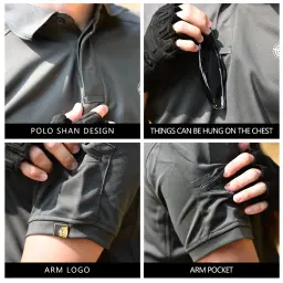 Camisetas Polos leves táticas para homens, roupas casuais ao ar livre, escalada, caminhada, camping, camiseta com secagem rápida - Image 5