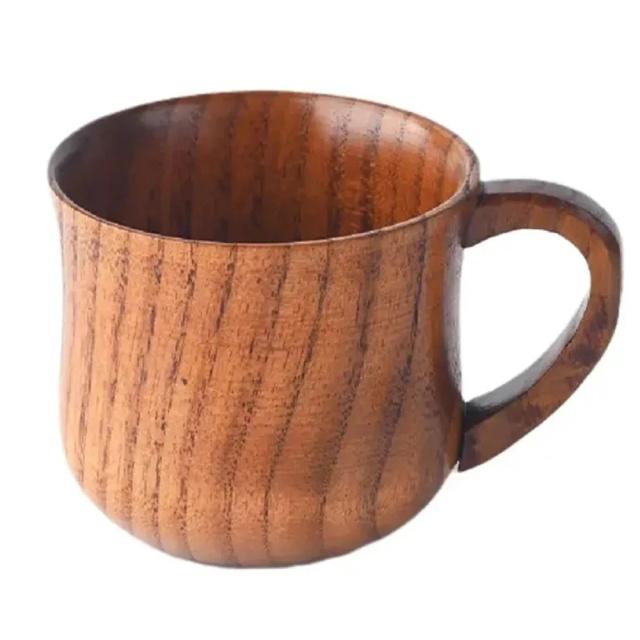 Caneca Vintage de Café e Chá em Madeira Artesanal para Cozinha e Sala de Estar - 1 Peça