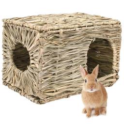 Gaiolas de coelho tecidas dobráveis para pequenos animais, Mastigar Toy Mat, Cama doméstica, Ninhos para animais de estimação, Hamster, Cobaia, Coelhinho, Acessórios - Image 1